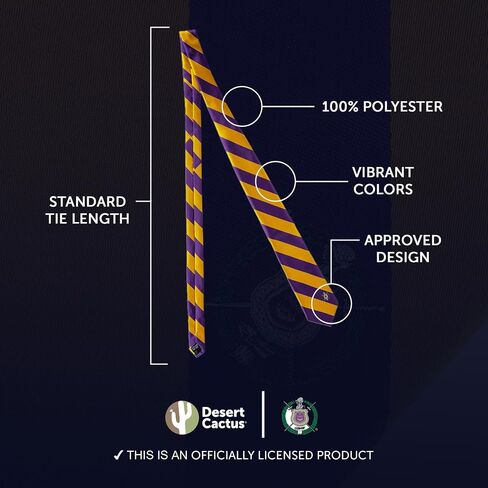 Desert Cactus Omega Psi Phi Tie Fraternity 100% Polyester with Logo Officially Licensed (Style A) in Saudi Arabia