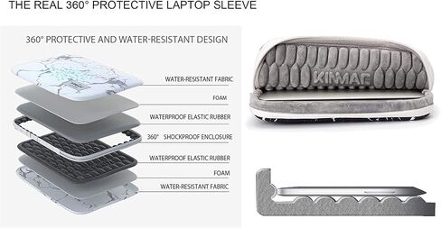 Kinmac 360° Protective Waterproof Laptop Case Bag Sleeve with Handle for MacBook Pro 16, and 15 inch-15.6 inch Laptop (Coffee PU) in Kuwait