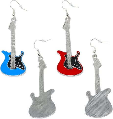 Honbay 2 Pairs Enamel Alloy Guitar Earrings Fashion Musical Instrument Dangle Earring for Music Lovers Teacher Singer Jewelry Gifts (2 Color) in Saudi Arabia