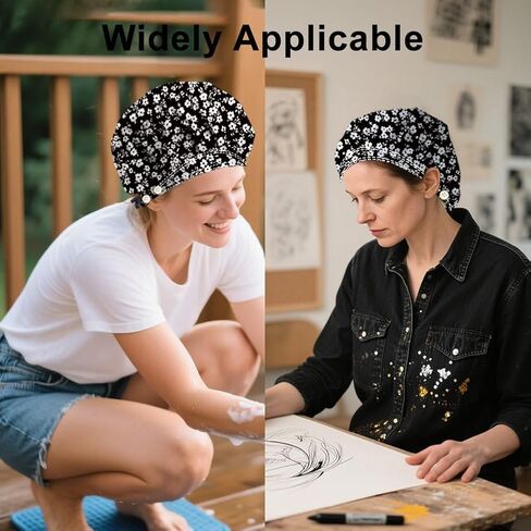 Bouffant Scrub Caps Cotton Nurse Scrub Hats With Button and Sweatband Adjustable Surgical Working Caps in Saudi Arabia