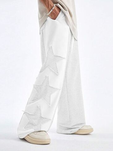 ZAFUL Men's Casual Straight Sweatpants Color Block Stars Pattern Joggers Long Wide Leg Baggy Sweat Pants in Saudi Arabia