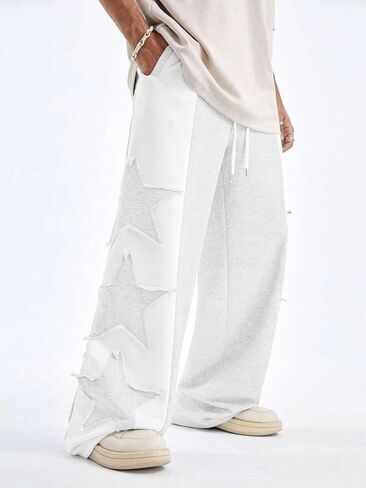 ZAFUL Men's Casual Straight Sweatpants Color Block Stars Pattern Joggers Long Wide Leg Baggy Sweat Pants in Saudi Arabia