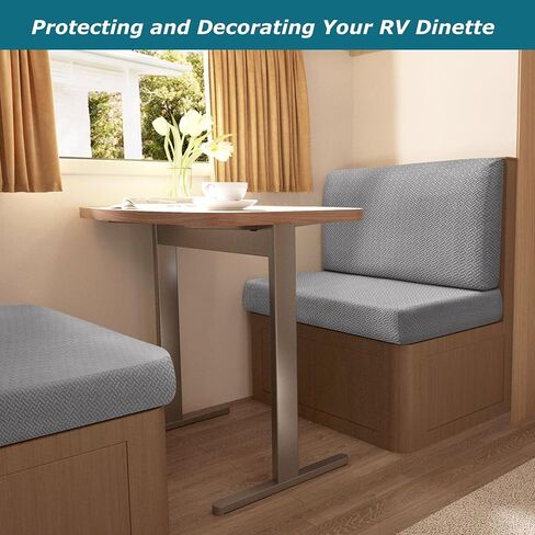 أغطية وسائد HFCNMY RV Dinette - مجموعتان من أغطية وسائد التخييم القابلة للتمدد، غطاء مقعد التخييم من الجاكار غطاء أريكة RV محبوك، أغطية أريكة العربة لسرير الأريكة، رمادي in Kuwait