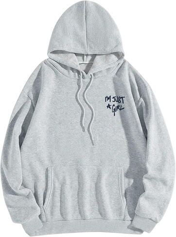 SweatyRocks Women's Oversized Graphic Hoodies Long Sleeve Letter Printed Drawstring Hooded Pullover Top with Pocket in Saudi Arabia