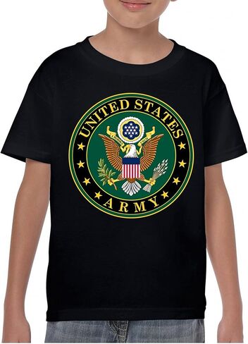 United States Army Crest Youth T-Shirt Insignia US Military Veteran DD 214 Patriotic Armed Forces Licensed Kids in Saudi Arabia
