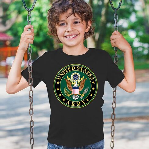 United States Army Crest Youth T-Shirt Insignia US Military Veteran DD 214 Patriotic Armed Forces Licensed Kids in Saudi Arabia