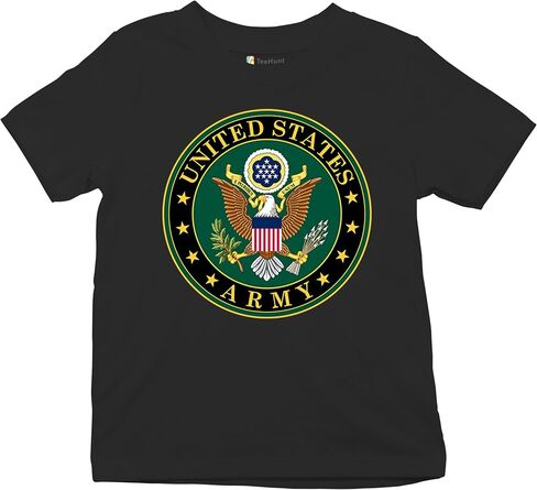 United States Army Crest Youth T-Shirt Insignia US Military Veteran DD 214 Patriotic Armed Forces Licensed Kids in Saudi Arabia