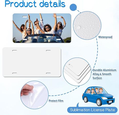 20 Pack Sublimation License Plate Blanks, Blank Metal Aluminum Plate Tag Heat Thermal Transfer Sheet DIY Picture Sublimation Blank Automotive License Plates for Custom Design Work(White) in Saudi Arabia