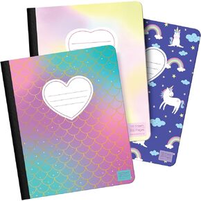 Cute Composition Notebook Wide Ruled, Set of 3 Composition Notebpooks for Kids, Wide Ruled Composition Notebook for Boys and Girls. 100 pages 200 sheets. 9.75" x 7.5"