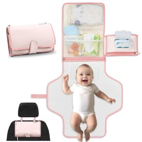 Portable Diaper Changing Pad - Baby Diaper Changing Station - Diaper Changing Mat - Portable Changing Pad for Baby Travel Changing Pad for New Mom & Infant Gifts - Strawberries & Cream