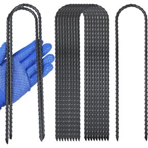 12-Inch Trampoline High Wind Stakes Heavy Duty Ground Anchors U Rebar Stakes for Trampoline, Dog Fence (24 Pack)