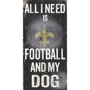 Fan Creations New Orleans Saints Wood Sign - Football and Dog 6"x12"