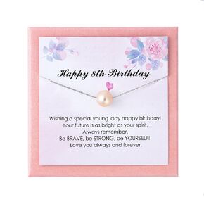 8th Birthday Gift: S925 Sterling Silver Pink Pearl Necklace - A Perfect Birthday Gift for 8-Year-Old Girls, Adjustable Length!