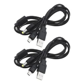 2PCS 2 in 1 USB Data Charging Cable Charger Compatible with Sony PSP 1000 2000 3000 Console Portable Replacement Data Transfer & Power USB Cable Lead 1.2m