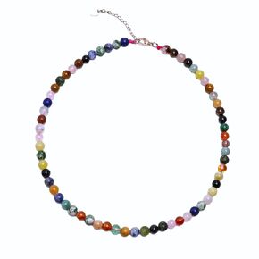 Handmade Womens Girls 6 Mm Beaded Necklace Choker with 5cm Extender - Natural Gemstones Healing Crystal Jewelry (Blue Lapiz Lazuli)
