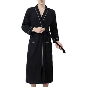 Men's Lightweight Waffle Robe, Unisex Cotton Blend Bathrobe Spa Robe for Men or Women