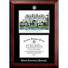 Campus Images NCAA Florida International Golden Panthers Unisex Silver Medallion Frame Florida International University 11w x 8.5h Silver Embossed Diploma Frame Lithograph, Brown, One Size