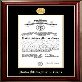 Campus Images MACCL0018x10 Marine Certificate Classic Frame with Gold Medallion, 8" x 10", Mahogany
