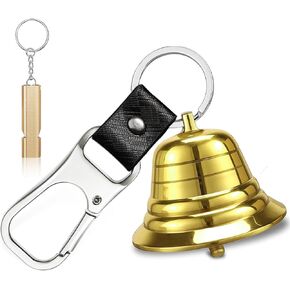 Bear Bell with Whistle Set for Hikers, Hiking Gear Solid Brass Camping Bear Bell with Whistle and Carabiner for Biking, Fishing, Climbing, Outdoor Camping & Hiking Protection