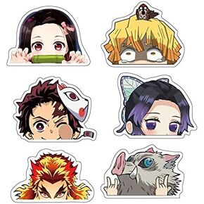 6Pcs 5.51" Demon Peeker Japanese Anime Car Stickers and Decal for Car Window Door Laptop Water Bottle Motorcycle Tablet Cellphone Decoration