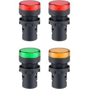 uxcell 4 قطع أحمر أخضر أصفر ضوء مؤشر تيار متردد/تيار مستمر 12 فولت، حامل لوحة 22 مم، للوحة التحكم الكهربائية، HVAC، مشاريع DIY in Kuwait