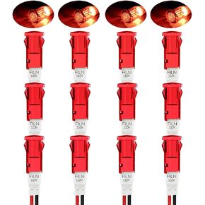 12 Pcs 10MM 110v LED indicator Light Plastic Indicator dash Light Pilot Signal with Red Green Blue Yellow Light (110V-220V 3Red+3Green+3Yellow+3Blue 12 Pcs