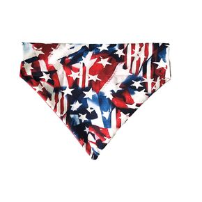 Red White and Blue Stars and Stripes Over the Collar Dog Bandana That Slips Onto Your Dogs Existing Collar Size (Medium)