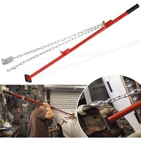 E-cowlboy 77175 Premium Auto Body Alignment Bar 1-1/4" Diameter - Versatile Cars Bumper Alignment Tool with Chain- Auto Body Tools for Bumpers, Panels, Hoods, Decks and Brackets - Length 52.6 Inch