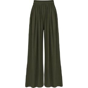 BTFBM Women's Casual Wide Leg Pants Spring Summer Clothes Pleated Elastic Waist Loose Palazzo Knit Trousers with Pockets in Saudi Arabia