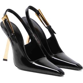 THESHY المرأة Slingback Stiletto الكعب العالي ساحة تو مشبك معدني مضخات عارية الذراعين براءات الاختراع والجلود فساتين راقية أحذية للنساء