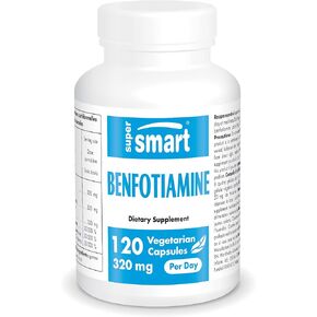 Supersmart - Benfotiamine 320mg per Day (High Potency) - Bioavailable Thiamine - Vitamin B1 Benfotiamine Supplement | Non-GMO & Gluten Free - 120 Vegetarian Capsules