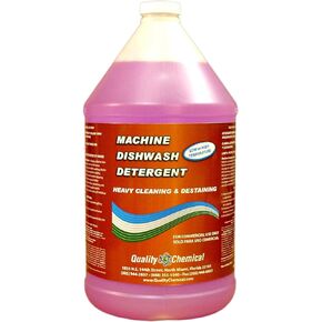 Quality Chemical Heavy Duty Liquid Alkaline Commercial Dishwasher Detergent - Industrial-Grade Formula Dissolves Food Stains, Grease, Grime and Residue - No Pre-Rinse Needed - Ready-to-Use 128oz
