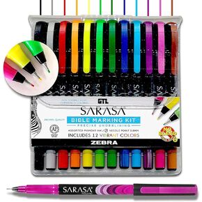 Zebra Sarasa Fineliner Bible Marking Kit - Set of 12