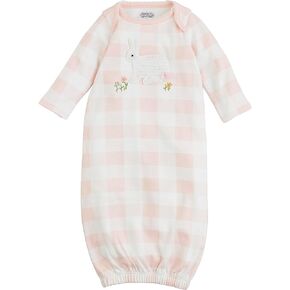 Mud Pie Baby Girls Check Crochet Bunny Gown Pink