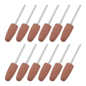uxcell 12pcs 180 Grits Abrasive Mounted Stone 2.35mm Shank 2/5"(10mm) Dia Conical Heads Stone Grinding and Polishing Wheels for Deburring Buffing
