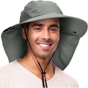 Solaris Neck Flap Wide Brim Sun Hat, UV Sun Protection Yard Work Safari Hiking Hat for Men Women