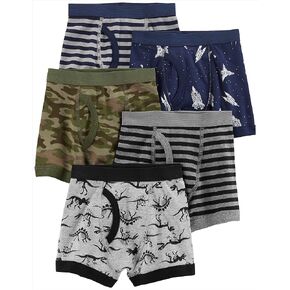 Carter's Little Boys 5-pk. Dino Stripe Briefs 6-7 Grey/Multi