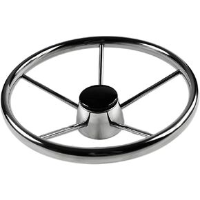 MARINE CITY 304 Grade Stainless Steel 25 Degree 5 Spokes Attractive Steering Wheel (Dia.: 13-1/2 Inches) for Marines – Boats – Yachts (Pack of 1)