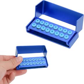 16 Holes Burs Holder Block Case 1.6mm&2.35mm Shank for CA/RA＆FG Autoclavable Burs Holder with Silicon Cover Blue Color