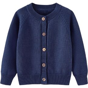 Girls Cardigan Sweater Boys Long Sleeve School Uniforms Toddler Kids Knit Embroidery Button Jacket Outwear Tops