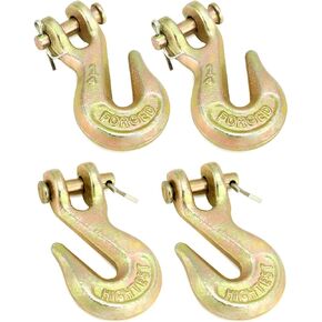 QWORK Heavy-Duty 3/8-inch Clevis Grab Hooks with Yellow Chromate Finish, 4-Pack 3/8" 7500 lbs Transport Chain Hook