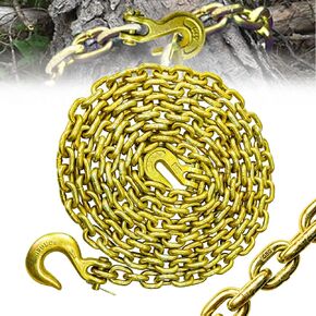 G80 Log Chain 5/16'' X 14 Ft | Tow Chain with Grab and Slip Hooks | Heavy Duty Chain WLL 4,900 lbs | Trailer Safety Chain for Pulling & Towing