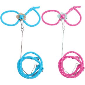 2PCS Rat Lead Leash,Lovely Adjustable Pet Hamster Harness Rope Cute Hamster Leashes Lead Collar with Bell