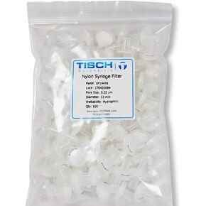 مرشح حقنة نايلون SF14478 من Tisch، 0.22um، 13 مم، 1/pk/100 لكل عبوة | قابلية التبلل: محبة للماء | الحد الأقصى لدرجة حرارة التشغيل: 100 درجة مئوية | ضغط الانفجار (رطل لكل بوصة مربعة): 87 | in Kuwait