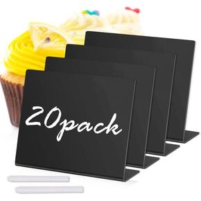 20 Pack Acrylic Mini Chalkboard Sign for Food, Black Tabletop Chalkboard Signs, Small Chalkboards Signs for Bakery, Birthday Parties, Message Board Signs, Buffet, Weddings and Retail