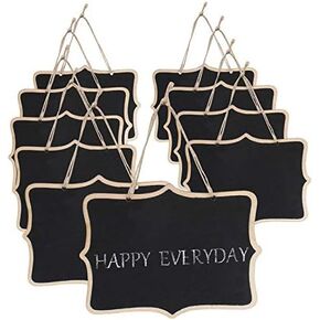 Canitor 10 Pack Black Hanging Chalkboard Sign Small Hanging Chalkboard Black Mini Erasable Chalkboards Wooden Chalkboard Sign Rectangle Hanging Chalkboard Sign