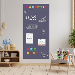 Board2by Magnetic Chalkboard Contact Paper for Wall, 38.9 x 18 Self Adhesive Chalk Board Wallpaper, Blackboard Paper with 46 Magnetic Letters for Kids, Black