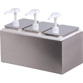 Carlisle FoodService Products Condiment Rail Condiment Center with 3 Standard Pumps for Gas Stations, Restaurants, and Fast Food Stainless Steel, 14.44 X 7.75 X 12.5 Inches, Silver