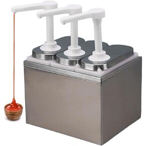 Sauce Dispenser Pump Condiment Pump Station Stainless Steel Ketchup Pump Dispenser Sauce Pump with 3.2 Quart Jars for Salad Jam Seasoning Sauce Syrup Squeeze 3L 1 * 3Jars in Saudi Arabia