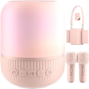 Mini Karaoke Machine for Kids & Adults, Portable Bluetooth Karaoke LED Light Speaker with Wireless Microphones, Christmas Birthday PartyToys Gifts for 3 4 5 6 7 8 9 10 12+Year Old Girls.